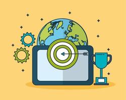 Digital marketing technology with planet Earth vector