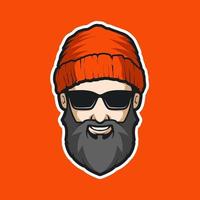 Bearded man with sunglasses mascot vector