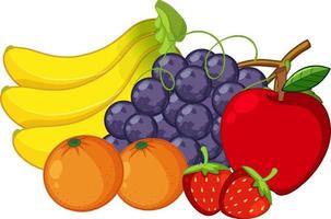 Conjunto de frutas coloridas sobre fondo blanco. vector