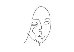 Continuous line drawing face abstract. Minimalism vector isolated on white background.