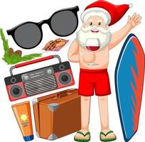 Santa Claus cartoon character in beach summer element vector