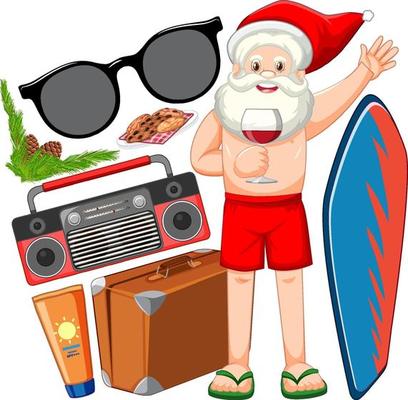 Santa Claus cartoon character in beach summer element