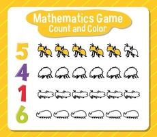 Mathematics game count and color worksheet for student vector