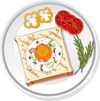 Top view of breakfast set on a dish isolated vector