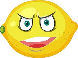 Lemon cartoon character with angry face expression on white background vector