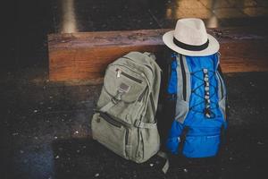 Image of backpack in train station
