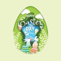 Easter Egg Hunt Concept in Paper Style Design vector