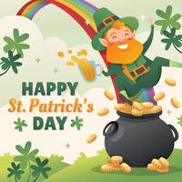 Happy St. Patrick's Day with Smile Leprechaun vector