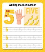 Writing practice number 5 worksheet vector