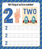 Writing practice number 2 worksheet vector