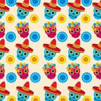 Mexican skulls pattern background vector