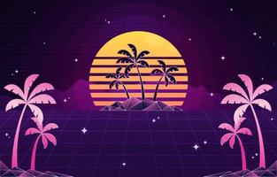 Retro Futuristic Island View Background