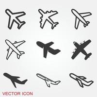 icono de avión sobre fondo blanco, vector icono de avión. símbolos de aviones icono plano