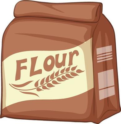 A packet of flour on a white background