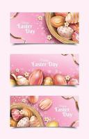 Happy Easter Day with Easter Eggs Banner Templates vector