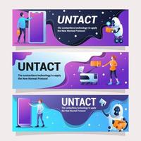 Untact diseño de banner que representa la tecnología sin contacto. vector