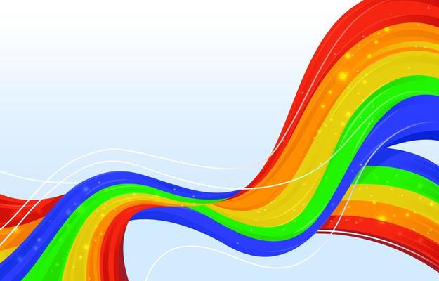 Rainbow Wave with Blue Background