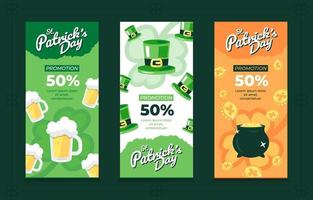 paquete de 3 plantillas de banner vertical para st. día de San Patricio vector