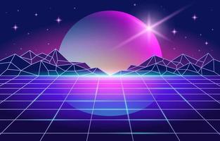 Retro Futurism Style with Purple Space Background vector