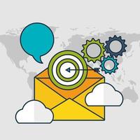 digital marketing technology with envelope vector