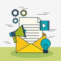 digital marketing technology with envelope vector