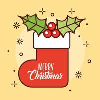 Merry Christmas card with stocking vector