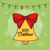 Merry Christmas card with bells vector