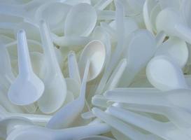 Group of plastic spoons photo