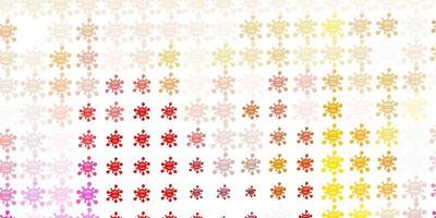 Light Red, Yellow vector pattern with coronavirus elements.