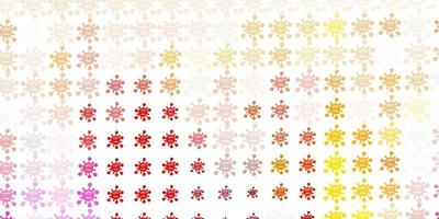 Light Red, Yellow vector pattern with coronavirus elements.