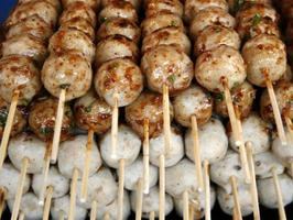 Grill pork on sticks photo