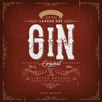 Vintage London Gin Label For Bottle vector