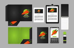 bundle of carrot vegetables mockup elements branding vector