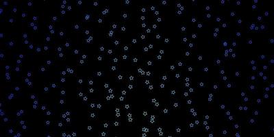 Dark BLUE vector background with small and big stars.