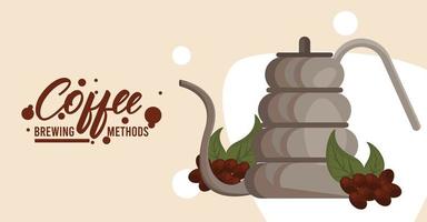 gooseneck kettle coffee brewing method vector