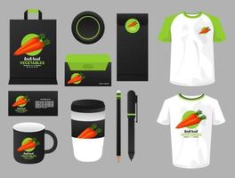 bundle of carrot vegetables mockup elements branding vector