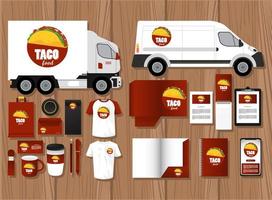 paquete de marca de elementos de maqueta de comida mexicana vector
