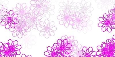 Light Pink vector doodle template with flowers.