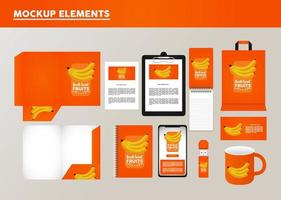 bundle of bananas fruits mockup elements branding vector