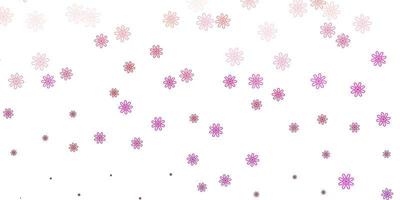 Light Pink vector doodle template with flowers.