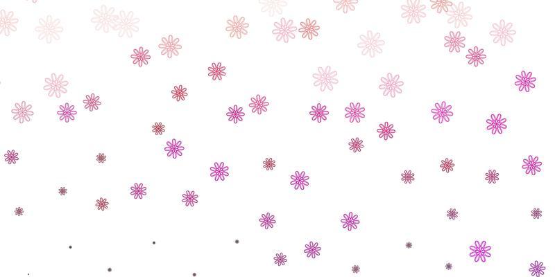 Light Pink vector doodle template with flowers.