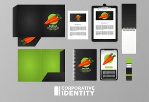 bundle of carrot vegetables mockup elements branding vector