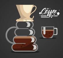 pour over coffee brewing method vector