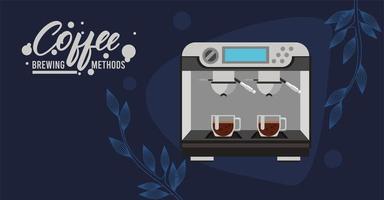 método de preparación del café de la máquina de espresso vector