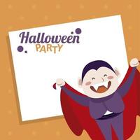 feliz fiesta de halloween con personaje de dracula count vector