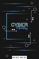 cartel de venta de cyber monday con marco cuadrado vector
