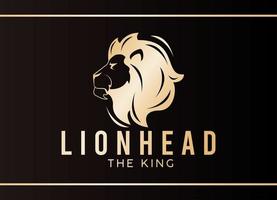 head of lion in profile, golden icon vector