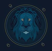 head of lion in circular frame vector