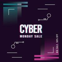 cartel de venta de cyber monday con fondo rosa y azul vector