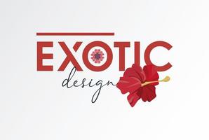 floral poster with word exotic vector